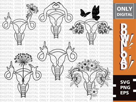 Uterus Svg Floral Uterus Svg Middle Finger Uterus Svg File Etsy