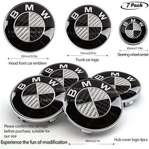 7pcs Bmw Black And White Carbon Fiber Emblem Bmw Wheel Center Caps Hub Capsx4 Bmw Emblem Logo