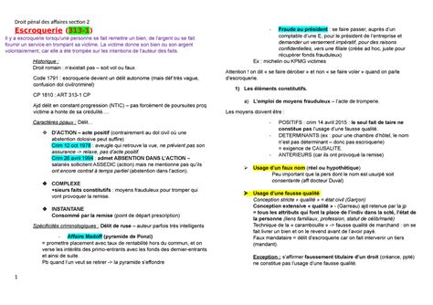 Fiches De R Vision Droit P Nal Des Affaires Droit P Nal Des Affaires