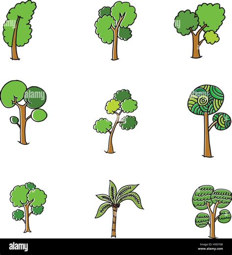 Doodle Of Tree Set Vector Art Stock Vector Image Art Alamy