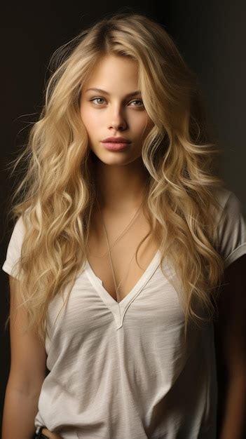 Premium Photo Woman With Long Blonde Hair Posing