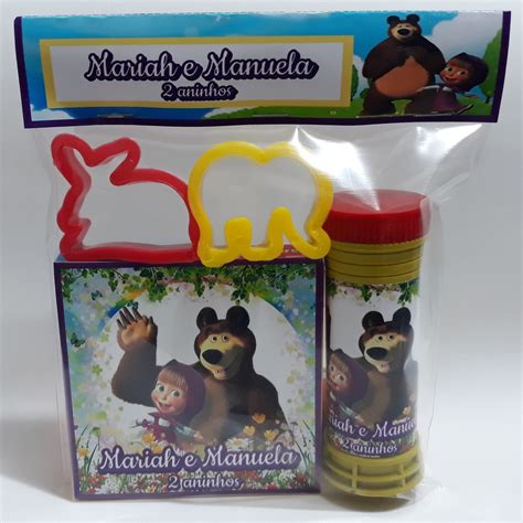 Kit Massinha Bolha de Sabão Personalizada Masha e o Urso Elo7