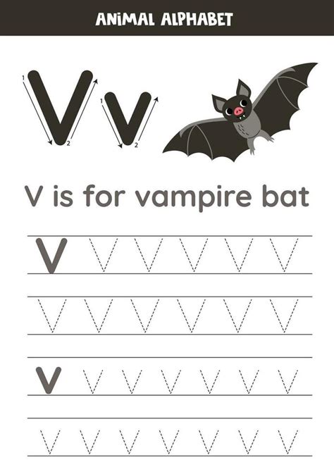 Tracing Alphabet Letters For Kids Animal Alphabet V Is For Vampire