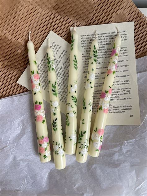 Wedding Painted Candles I Floral Hand Painted Tapered Candles I Dinner