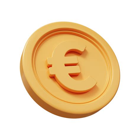 Golden Euro Coin D Render Png