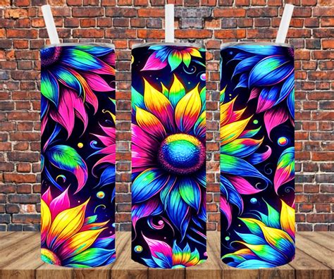 Neon Flowers Tumbler Wrap Sublimation Transfers Crafty Bucks