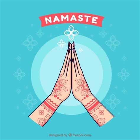 Download Vector Namaste Greeting Background With Hand Drawn Mandala