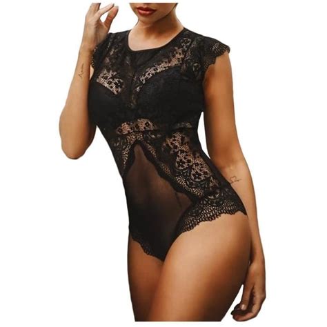 Body Nouvelle mode femmes Sexy dentelle à armatures vêtements de nuit Lingerie combinaison S XL