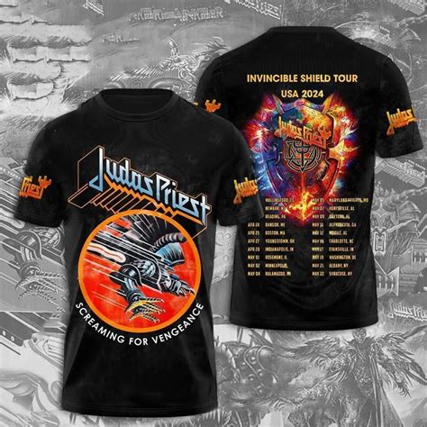 Judas Priest Invincible Shield 2024 Tour Shirt Judas Priest 3D T Shirt