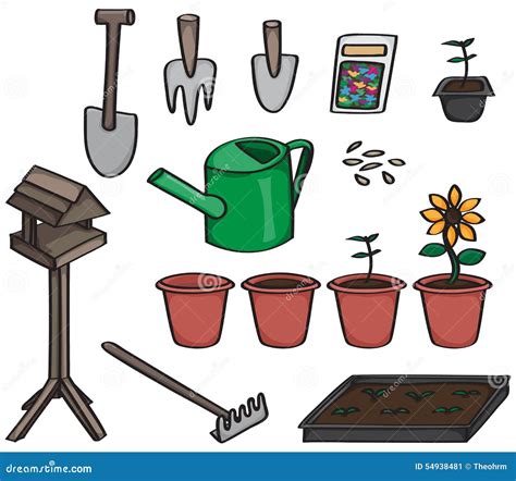 Set Of Cartoon Gardening Tools Stock Vector - Image: 54938481