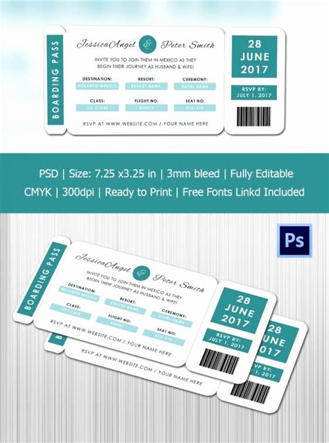 Boarding Pass Template Photoshop | Stcharleschill Template