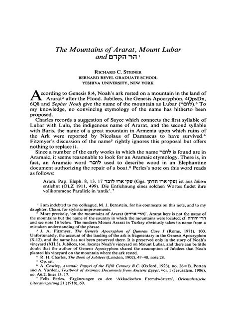 The Of Ararat Lubar And Mountains Mount Pdf Noah Torah People