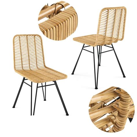 Dining Chair Natural Rattan 3d Model For Vray