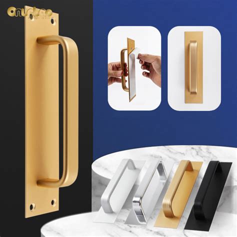 Aluminum Alloy Sliding Door Handle Paste Type Punch Free Wooden Door Sliding Door Fire Door