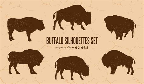 Buffalo Silhouette Set Vector Download