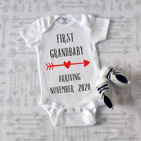 First Grandbaby Onesie Grandparent Pregnancy Announcement Etsy