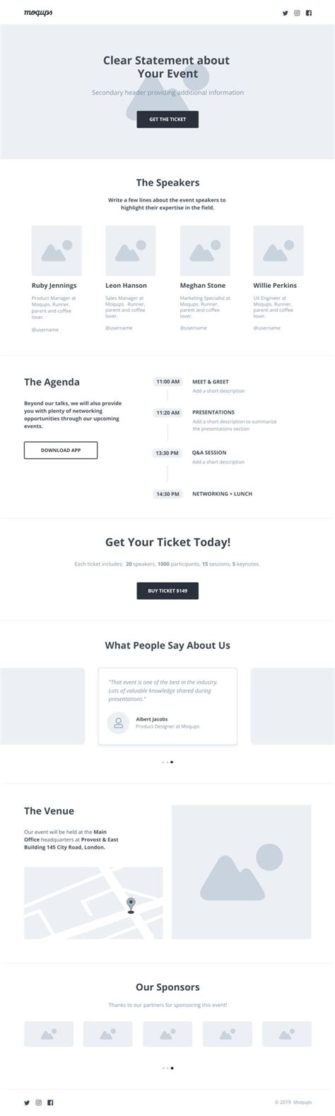 Event Landing Page Wireframe Template Moqups