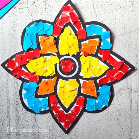 Torn Paper Rangoli Craft {Free Template}