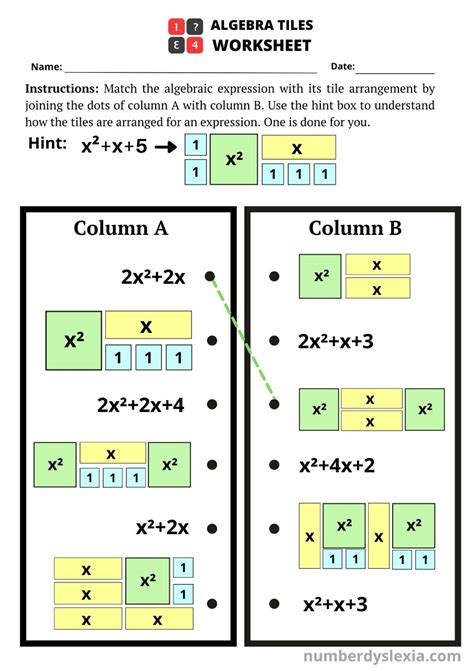 Worksheets With Algebra Tiles