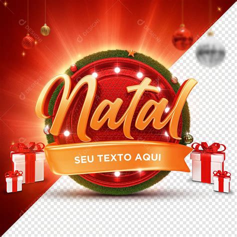 Natal Luzes e Enfeites de Presentes Selo 3D Para Composição PSD