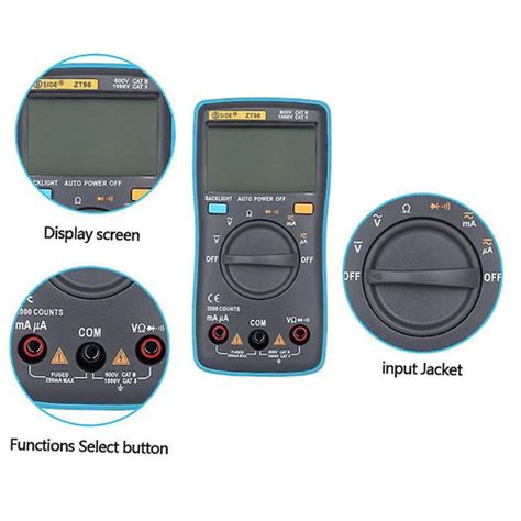 1 pcs zt Multímetros Digitais ac dc Amperímetro Voltímetro Ohm lcd