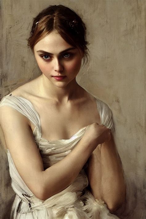 Krea Beautiful Oil Matte Portrait Painting Annasophia Robb Art By