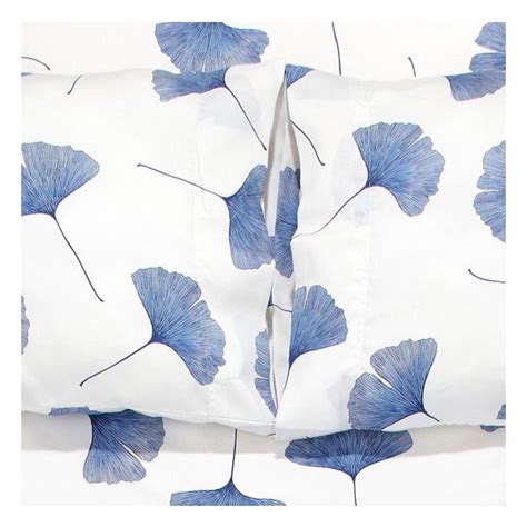 Marimekko White Blue Ginkgo Full Sheet Set Marimekko White Blue