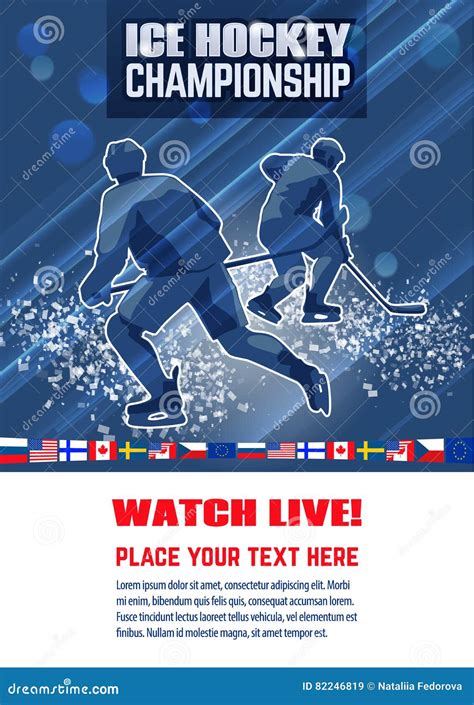 Hockey Concept Poster Template International Championship Stock