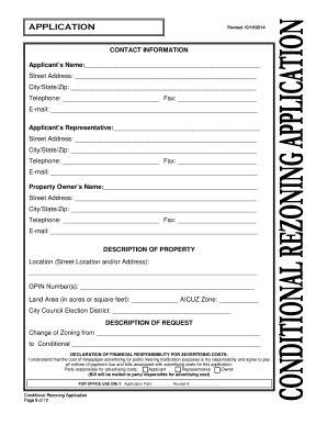 Fillable Online Conditional Rezoning Application Form City Of