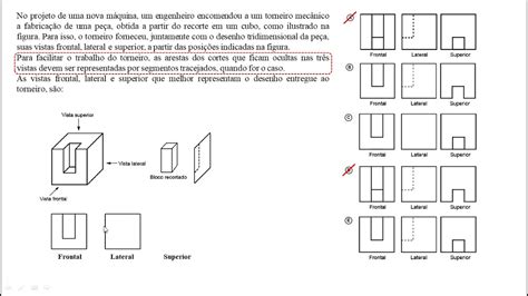 QUESTÃO 158 GEOMETRIA ESPACIAL VISTA FRONTAL LATERAL E SUPERIOR