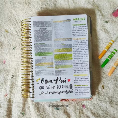 Bible journaling Mateus 6 Proposito de oração Ensinamentos