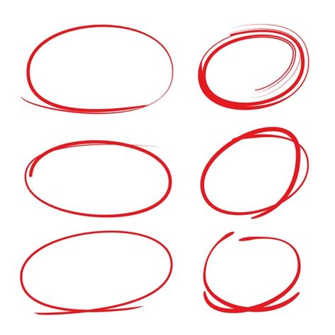 Red Hand Drawn Marker Elements Blank Circles Ovals Stock Vector By