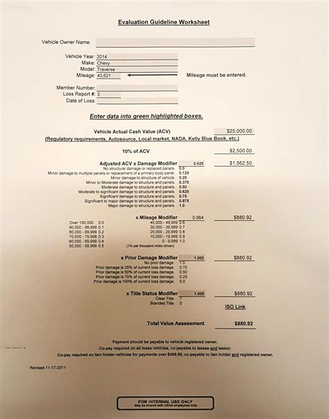 Usaa Diminished Value Worksheet