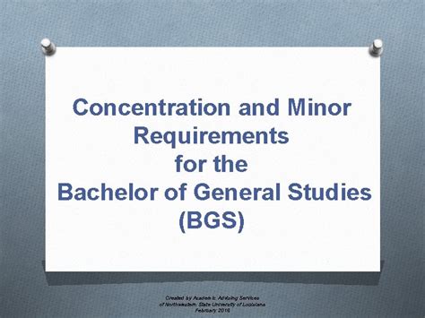 Concentration And Minor Requirements For The Bachelor Of