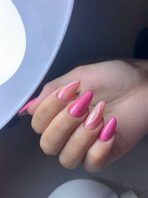 Unhas Paty Pink Glitter Nails Pretty Acrylic Nails Long Acrylic Nails