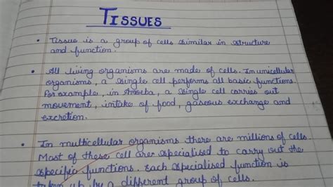 Class 9th Biology Tissue Notes Handwritten With Diagram Class9science Youtube