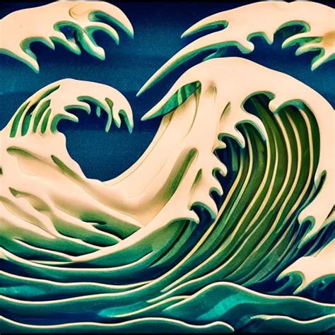 Carved Marble Sculpture Of The Great Wave Off Stable Diffusion Openart