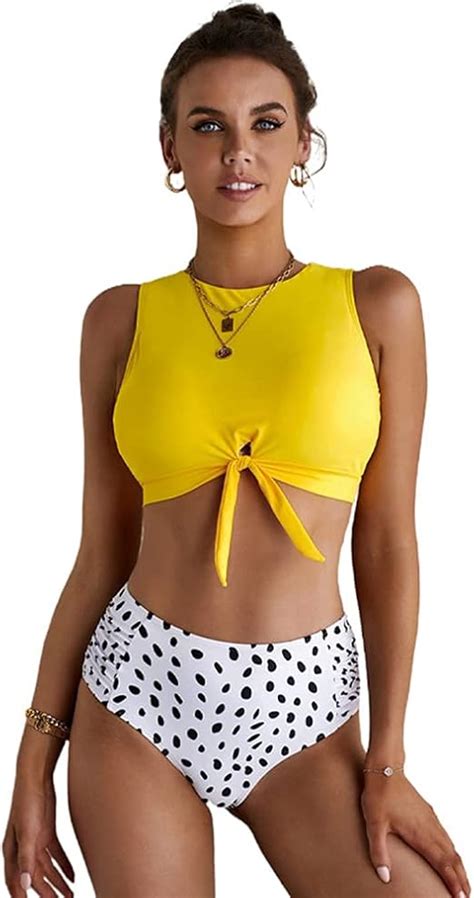 Women S High Waisted Bikini Best Tummy Control High Neck Swimsuit Two