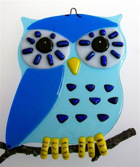 Suncatcher Fused Glass Owl Turquoise