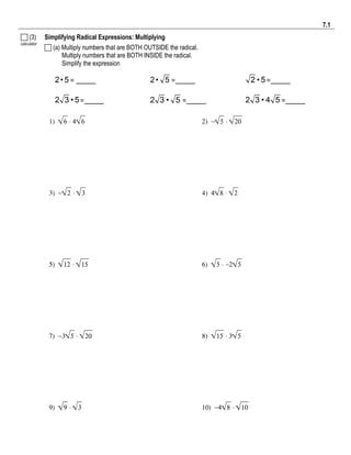 Simplifying Radicals Exercises To Practice Pdf Worksheets Library