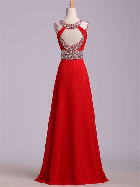 Red Prom Dressesred A Line Scoop Floor Length Chiffon Prom Dresses Evening Dresses 8789 On Storenvy