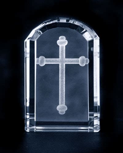 Laser Engraved Crystal Blocks Arch Top Facet Edge 3d Glassware Religious Icons Tware