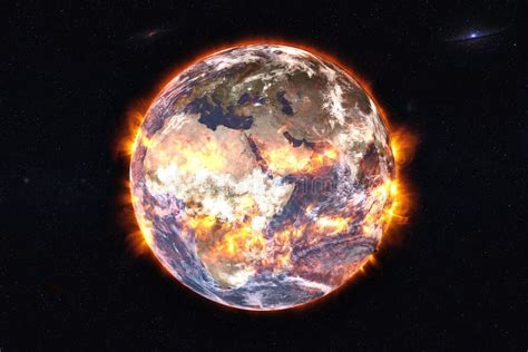 Planet Earth Explosion with Fire Stock Photo - Image of inferno, bible ...