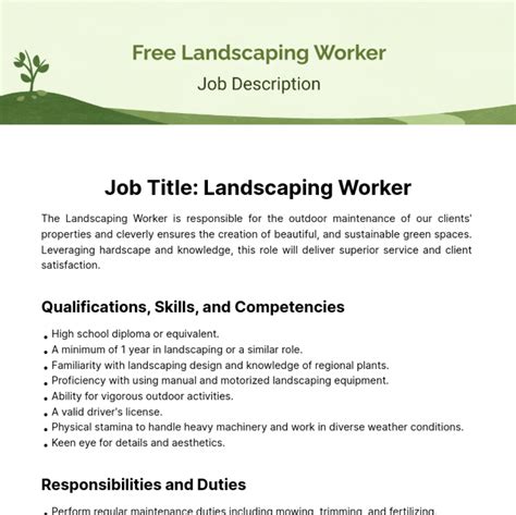 Free Landscaping Worker Job Description Template Edit Online