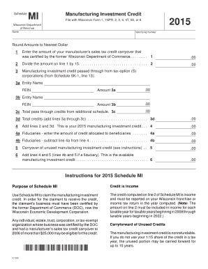 Fillable Online Revenue Wi Ic Schedule Mi Manufacturing