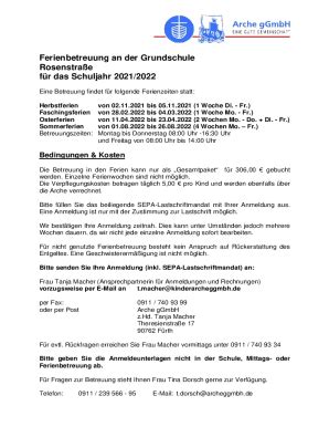 Ausf Llbar Online Ferienbetreuung An Der Grundschule Rosenstrae Fr Das