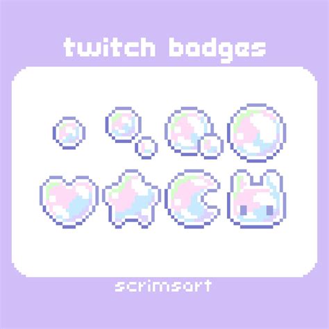 Bubble Twitch Sub Badges Bit Badges Pixel Art Cute Kawaii Pastel Pink