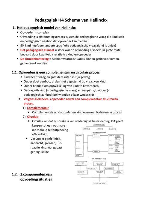 Pedagogiek H4 Schema Van Hellinckx Het Pedagogisch Model Van