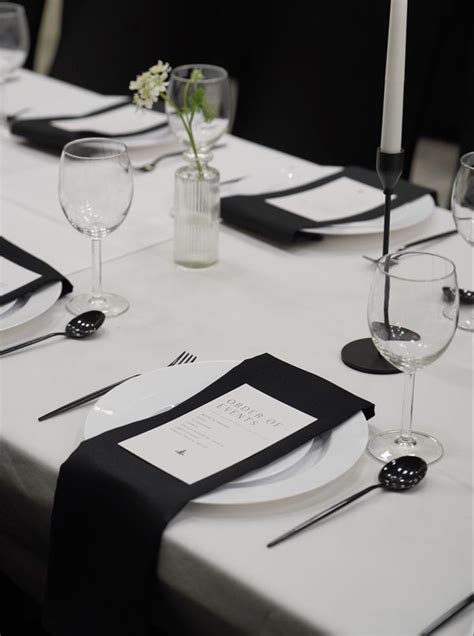 Black Napkins Table Set Up In Black Table Linens Wedding Black