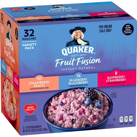 Quaker Instant Oatmeal Fruit And Cream Variety Pack Box Quick Cook Oatmeal 44 Packets